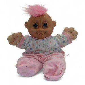 RUSS Troll Kidz Doll Baby Plush Pink Pajamas & Hair 9" Vintage Cute Toy
